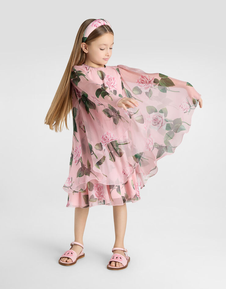 Dolce & Gabbana Chiffon dress with rose print Print L53DE9IS1X9