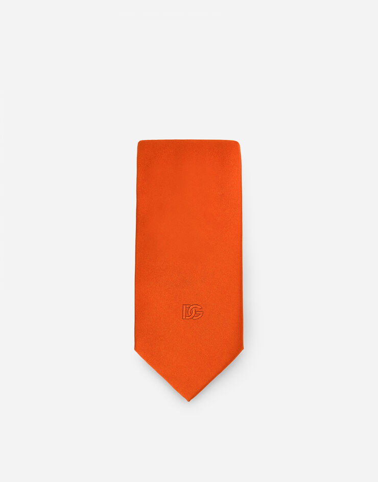 Dolce & Gabbana Corbata de seda con logotipo DG Orange GT147EG0UBU