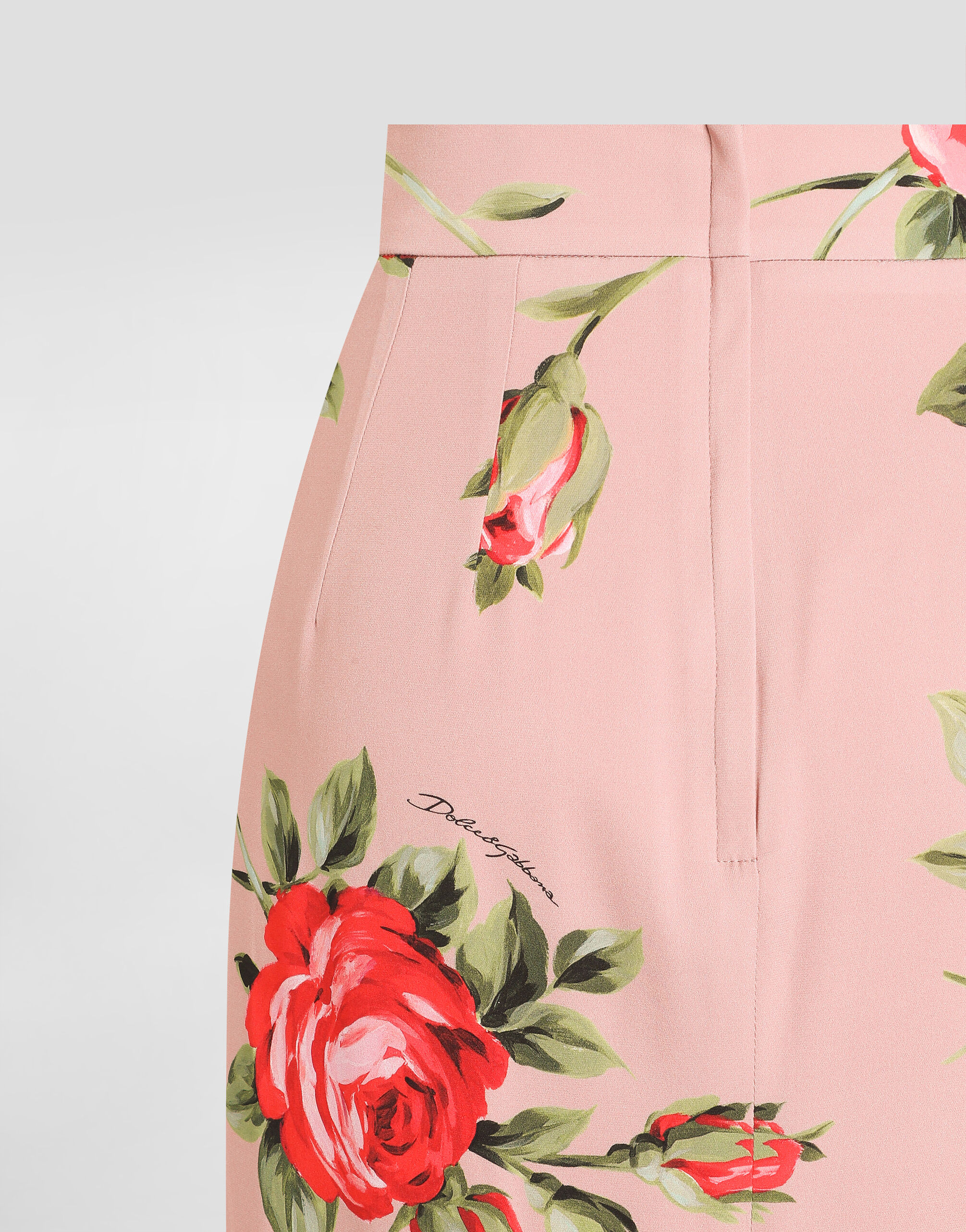 Rose bouquet-print straight skirt in Multicolor for Women