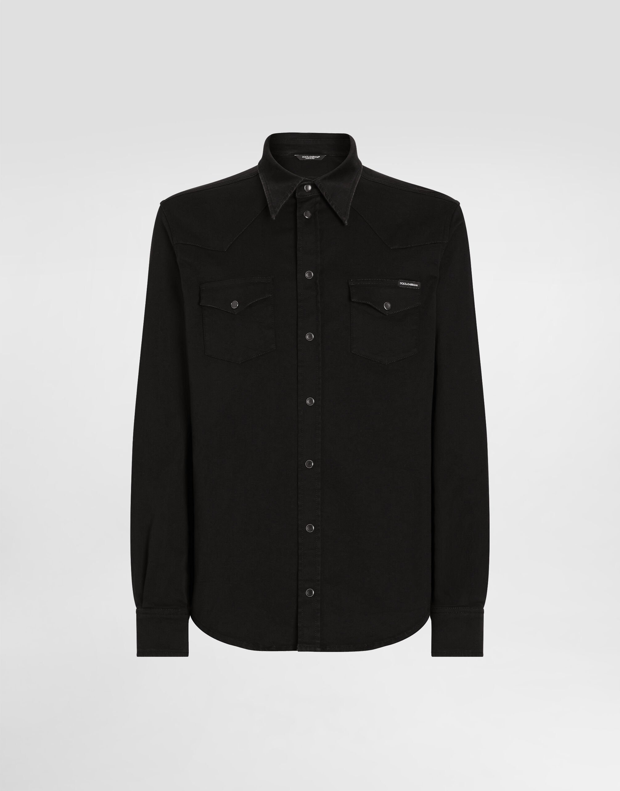 絶対一番安い Coated black stretch denim shirt in Multicolor for Men ジャケット・アウター