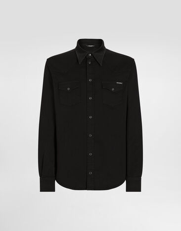 Dolce & Gabbana Coated black stretch denim shirt Multicolor G5JC8DG8GW6