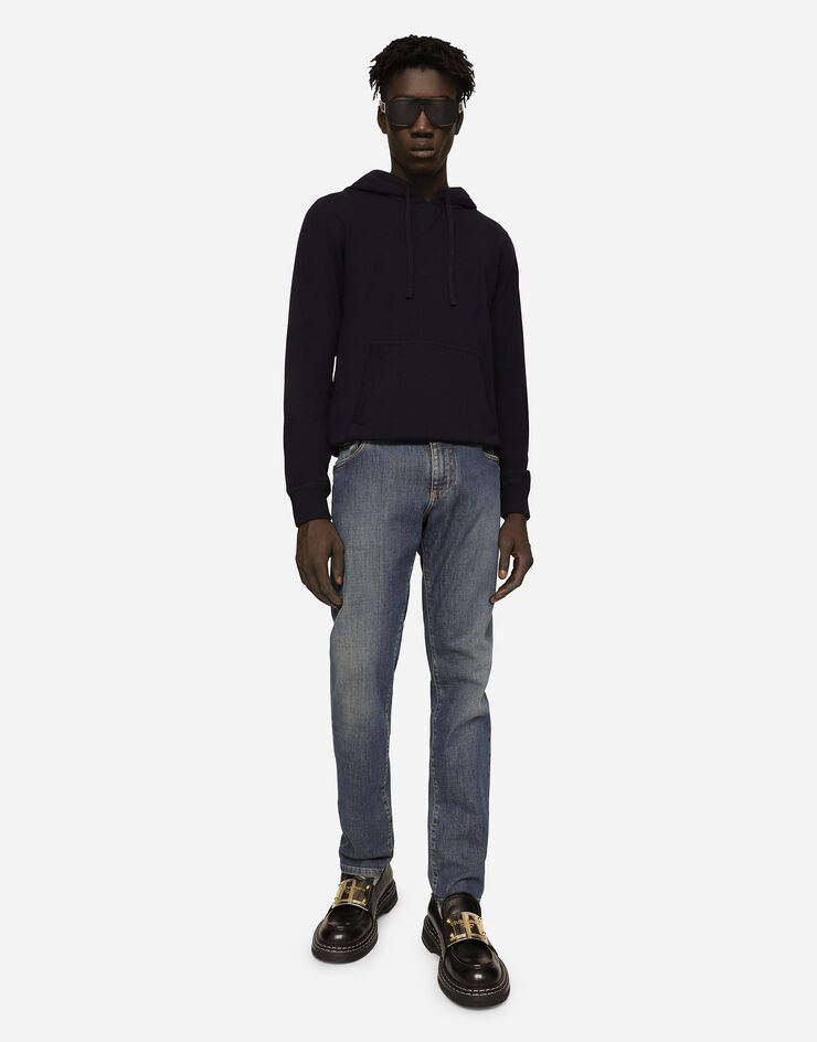 Dolce & Gabbana Pull en cachemire à capuche Bleu GI116KF44EG