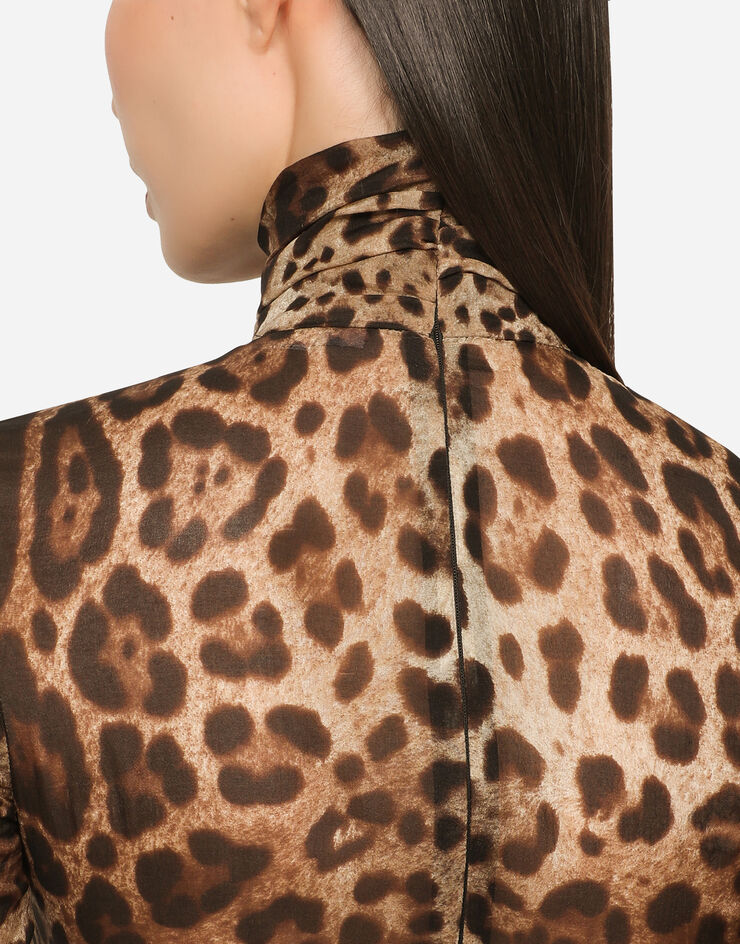 Dolce & Gabbana KIM DOLCE&GABBANA Jumpsuit aus Schleier mit Leopardenmuster-Aufdruck Animal-Print F6CLWTFSAS2