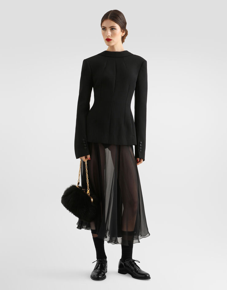 Dolce & Gabbana جاكيت من كريب صوف مزدوج أسود F27BXTFU2L8