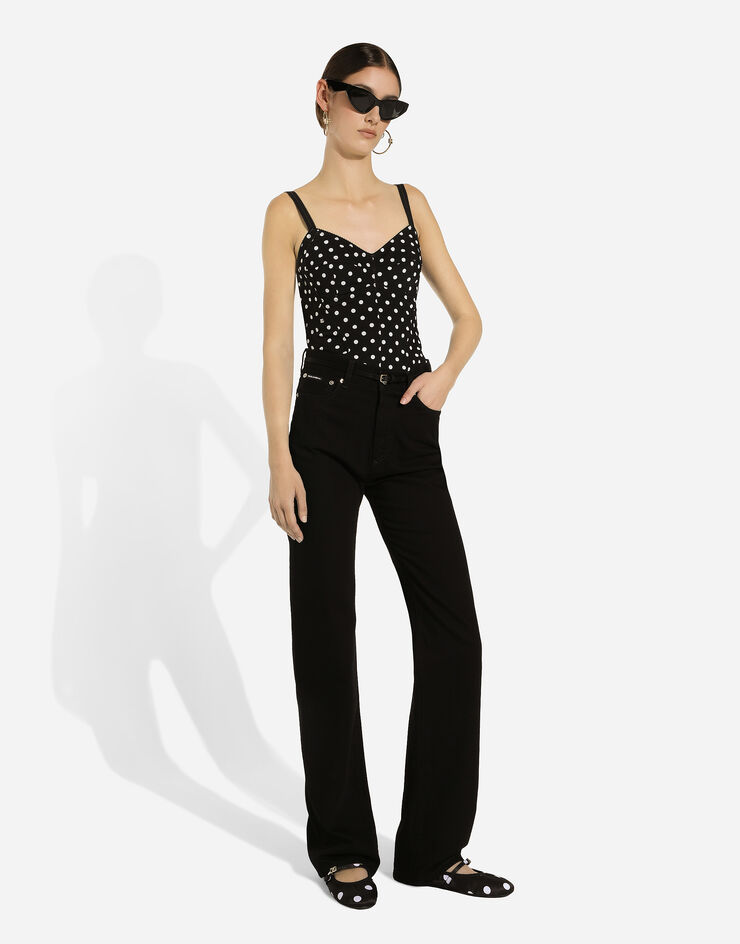 Dolce & Gabbana Polka-dot marquisette corset top Print F7AB8TFSUBG