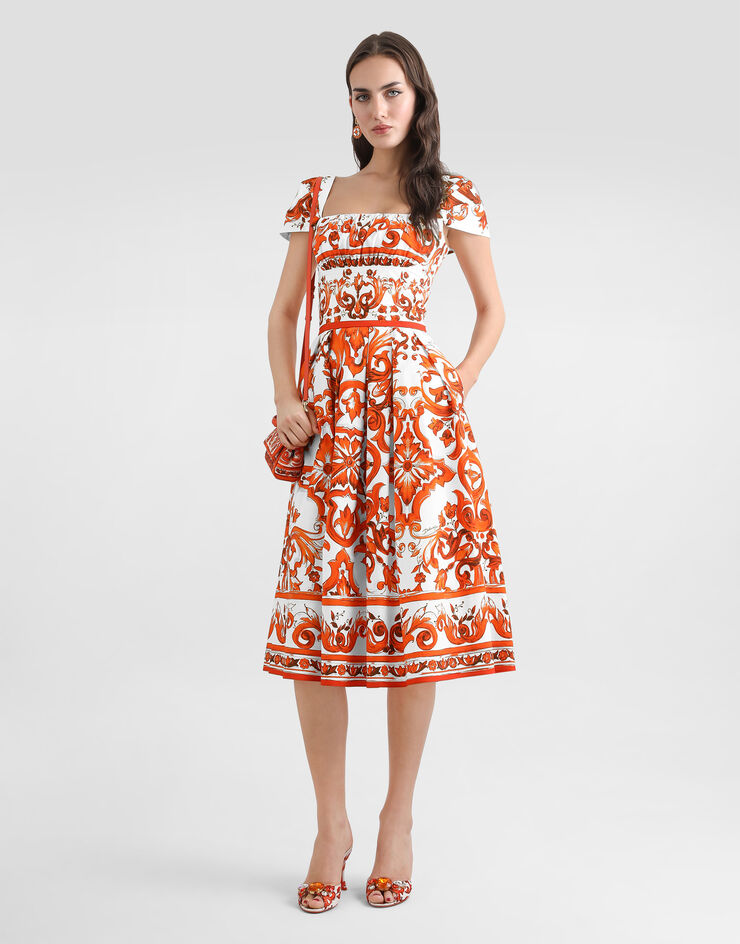 Dolce & Gabbana Majolica-print poplin dress Dolce & Gabbana Majolica-print poplin dress Multicolor F6TVKTGDDRL
