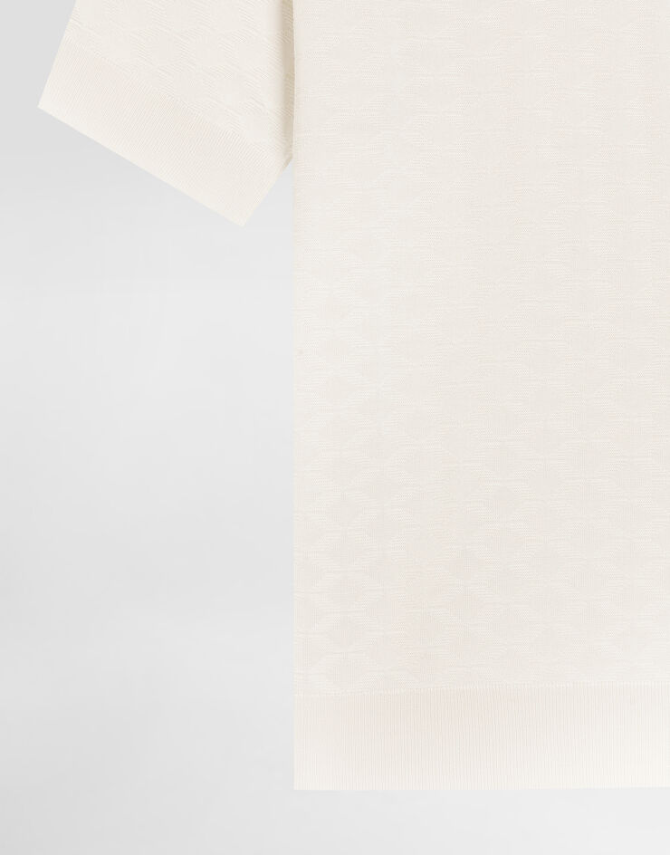 Dolce & Gabbana Micro-dot stitch silk polo shirt White GXZ02ZJBSOF