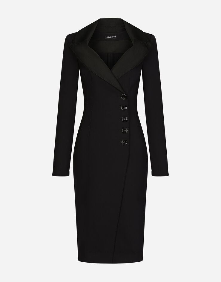 Dolce & Gabbana 科技平纹针织迷笛大衣裙 黑 F6AOUTFUUBD