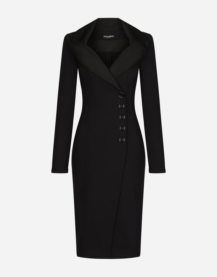Dolce & Gabbana Robe-manteau midi en jersey technique Noir F6AOUTFUUBD