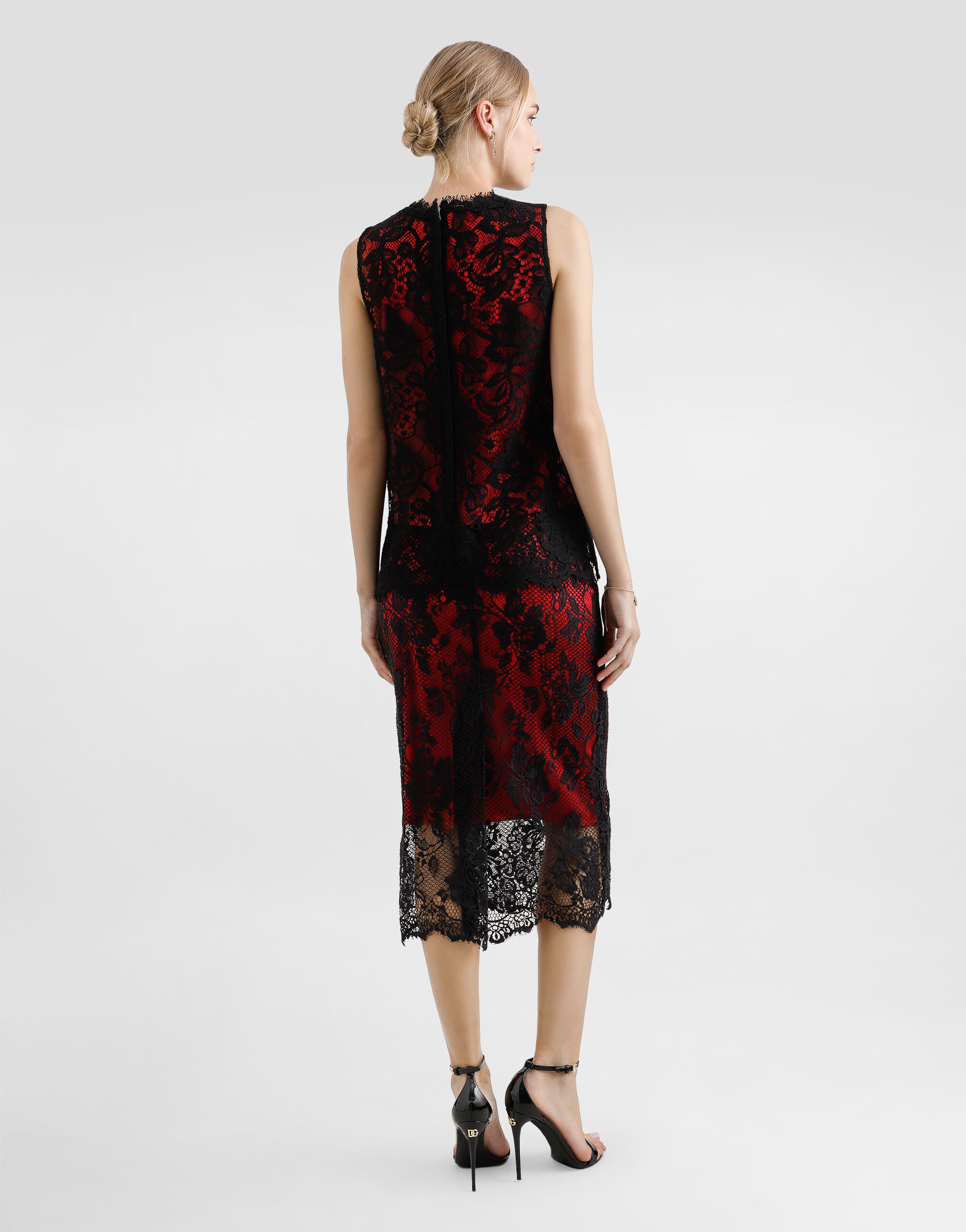 驚きの値段 Blackのウィメンズ with skirt pencil calf-length Lace スカート