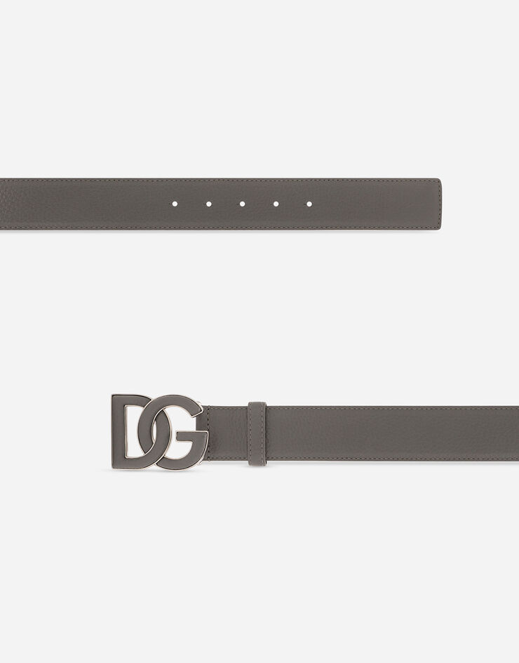 Dolce & Gabbana Deerskin-print calfskin belt with logo print Grey BC4675AT489