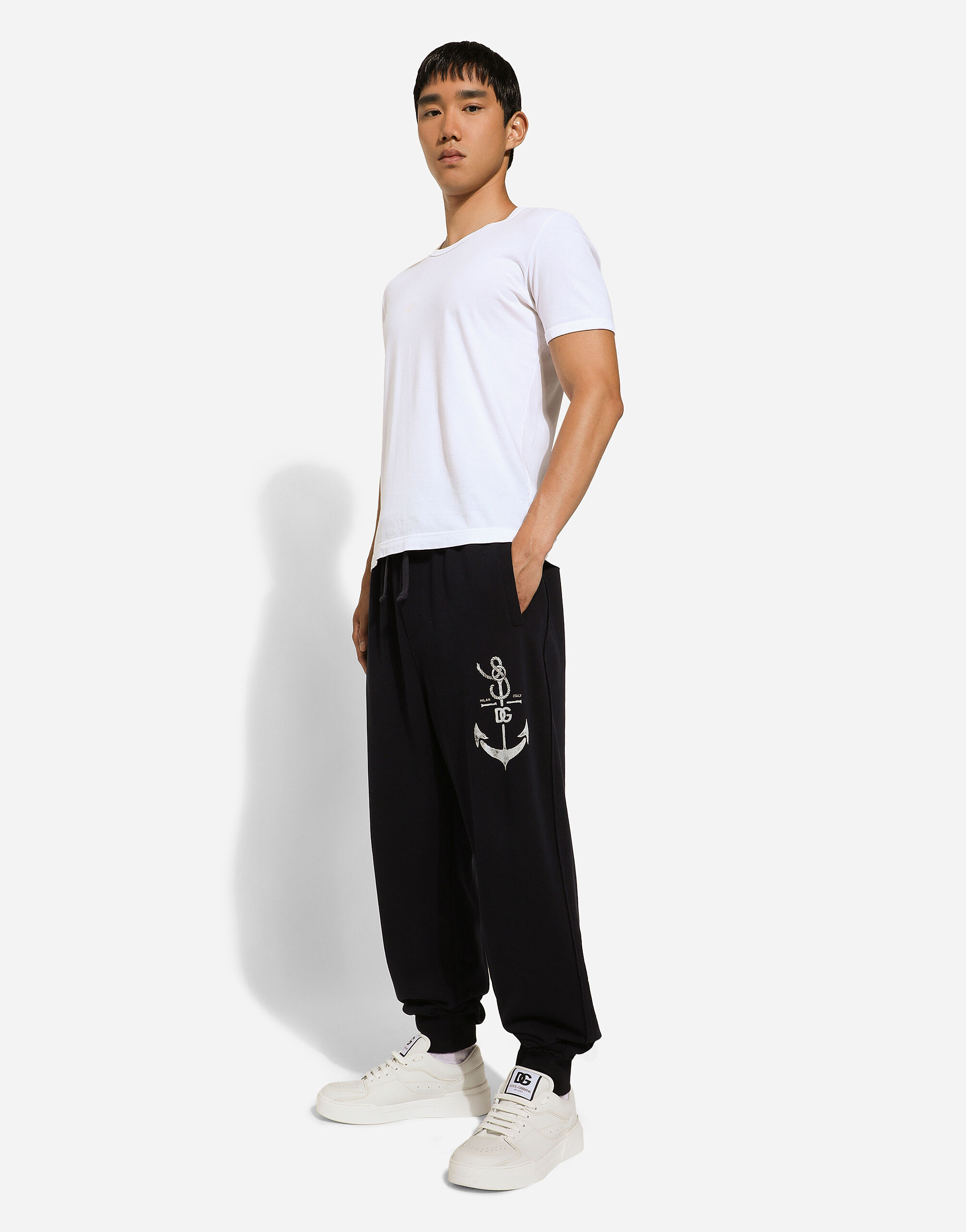 Jogging pants with Marina print in Blue for Men Dolce Gabbana
