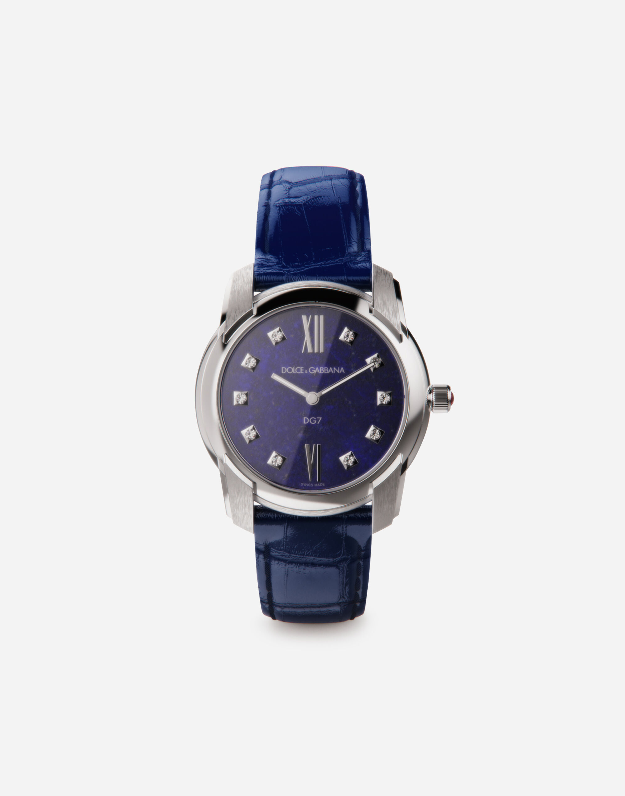 DG7 watch in steel with lapis lazuli and diamonds in Blue for Women Dolce Gabbana US