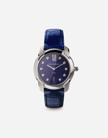 Dolce & Gabbana DG7 watch in steel with lapis lazuli and diamonds White WWQA2GWSPBL