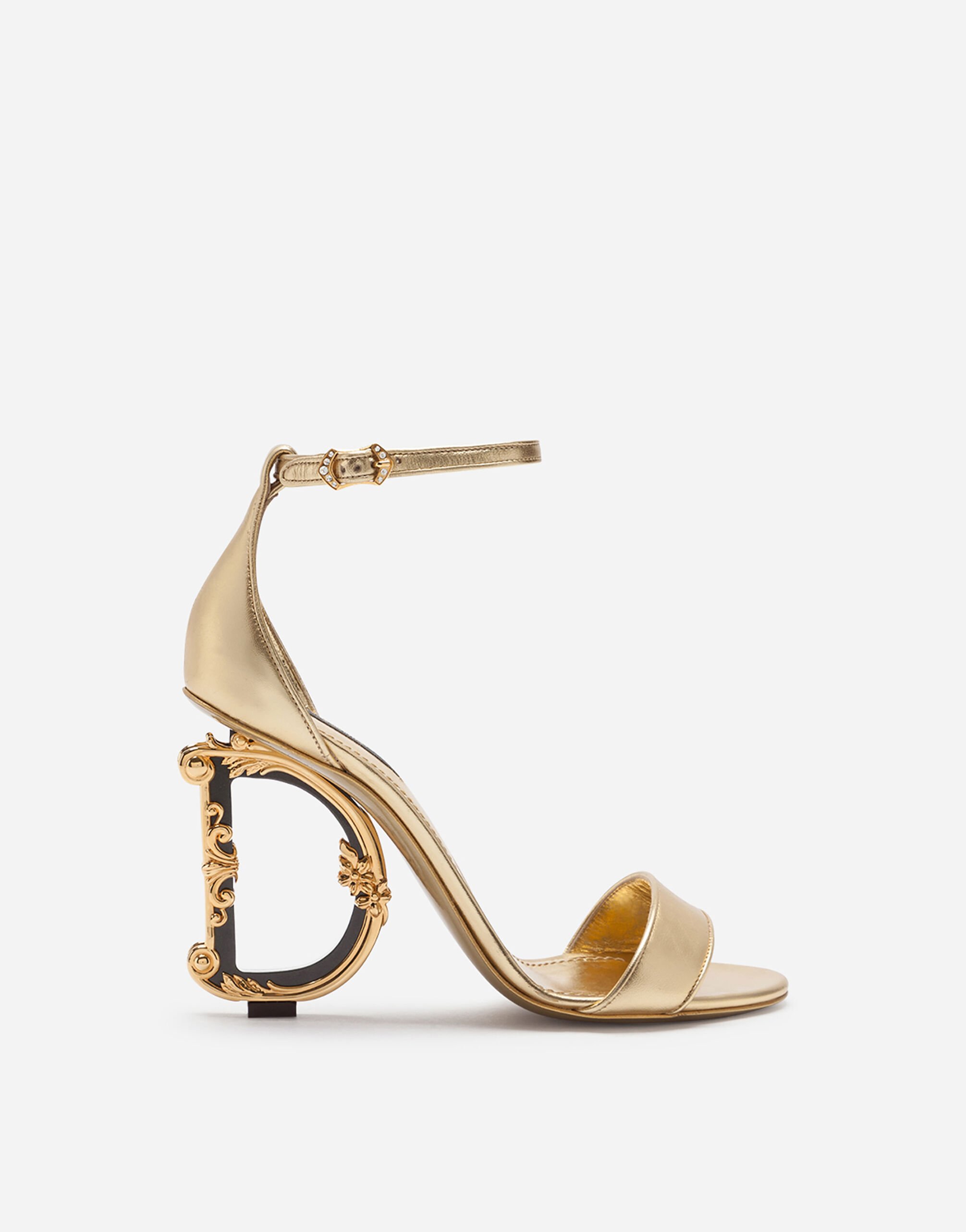 Dolce & Gabbana Nappa mordore sandals with baroque DG heel Mustard CQ0023AL198