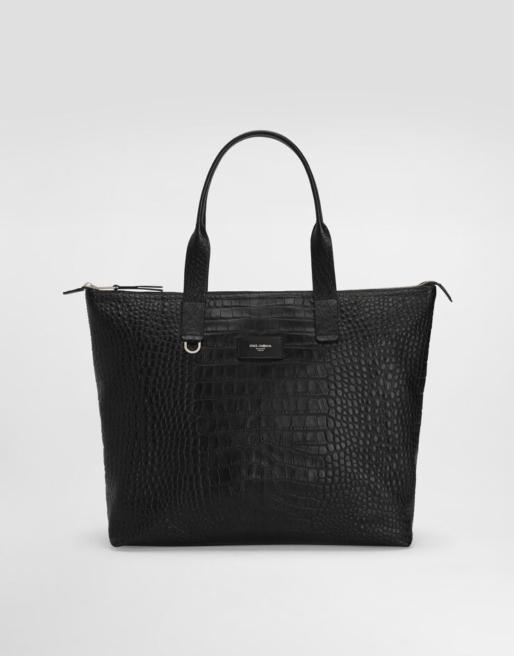 Dolce & Gabbana Medium crocodile-print calfskin shopper Black BM2375AS422