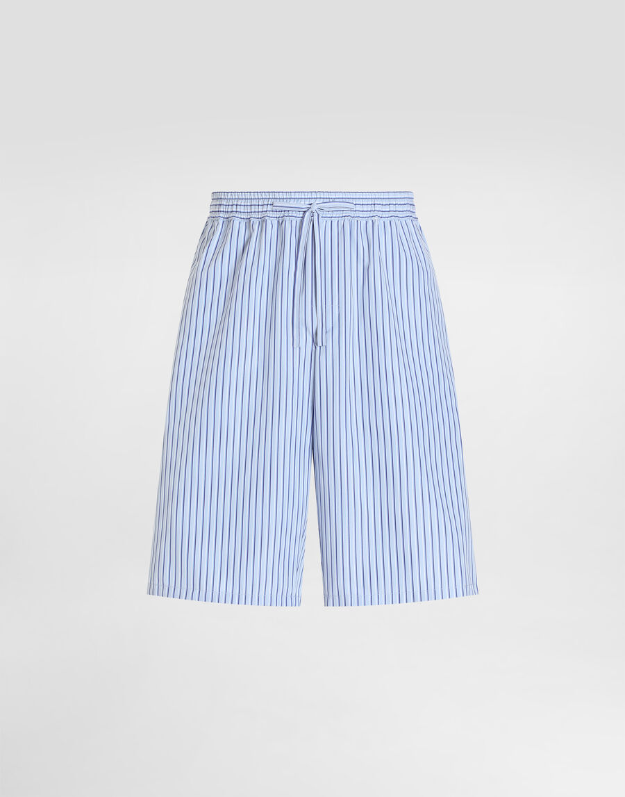 Striped poplin bermuda shorts