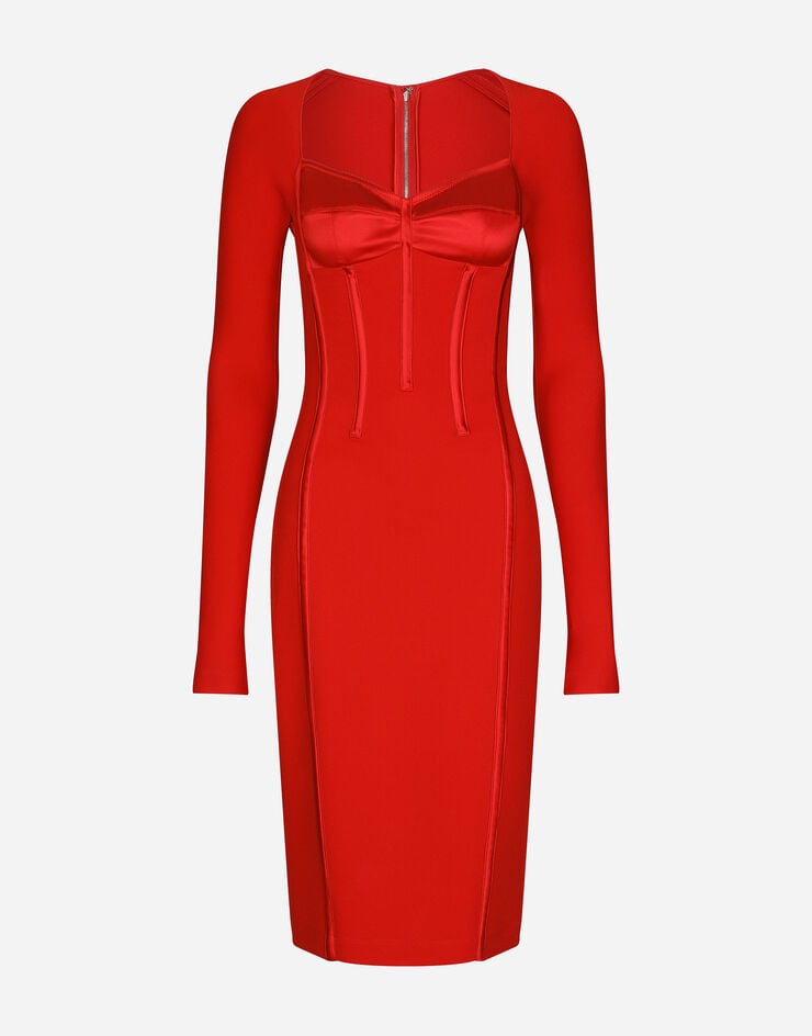 Dolce & Gabbana Robe mi-longue en viscose avec détails bustier Rouge F6AWRTFURL6