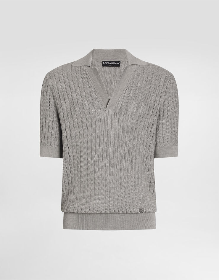 Dolce & Gabbana Silk polo shirt Grey GXZCKZJBSPV