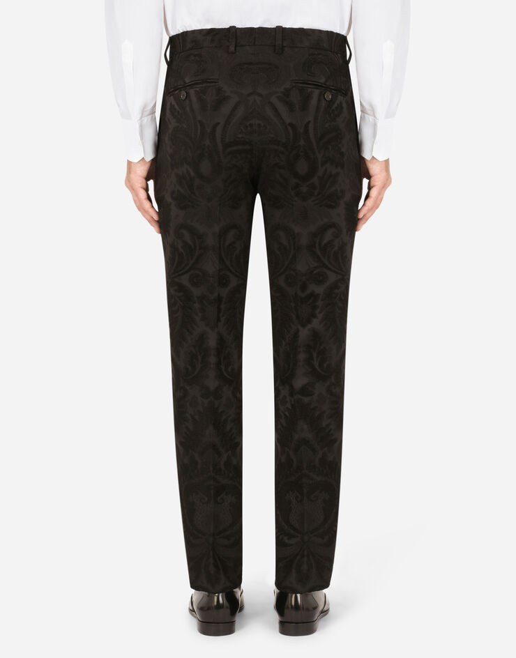 Dolce & Gabbana Three-piece Sicilia-fit suit in stretch jacquard Black GKEJMTFJREA