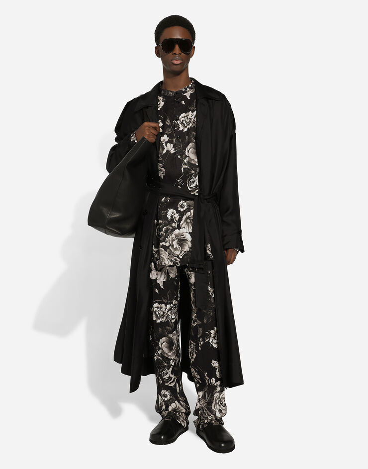 Dolce & Gabbana Oversize linen shirt with floral print Print G5JM8TFS4HS