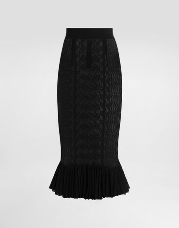 Dolce & Gabbana Lace-stitch knit skirt Black FXO56TJBMP8