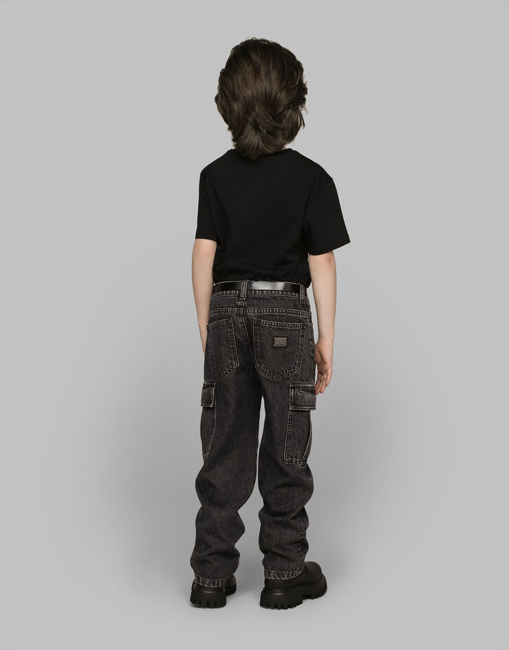 Dolce & Gabbana Jersey T-shirt with Dolce&Gabbana logo Black L4JTHUG7N0D