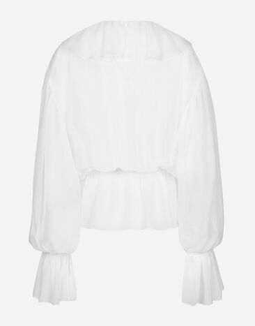 Dolce & Gabbana Blouse volantée en mousseline Blanc F79FGTFU1AT