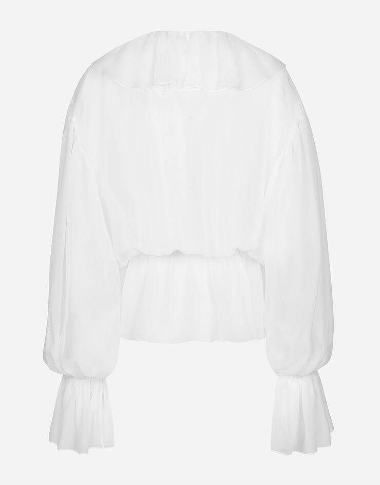 Dolce & Gabbana Blouse volantée en mousseline Blanc F79FGTFU1AT