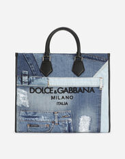 Dolce & Gabbana Large denim patchwork shopper Print BM2274AR700