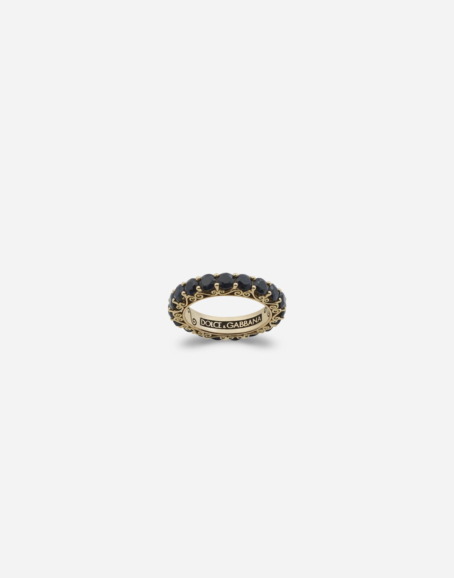Bague Family en or jaune avec saphirs noirs en OR pour femme