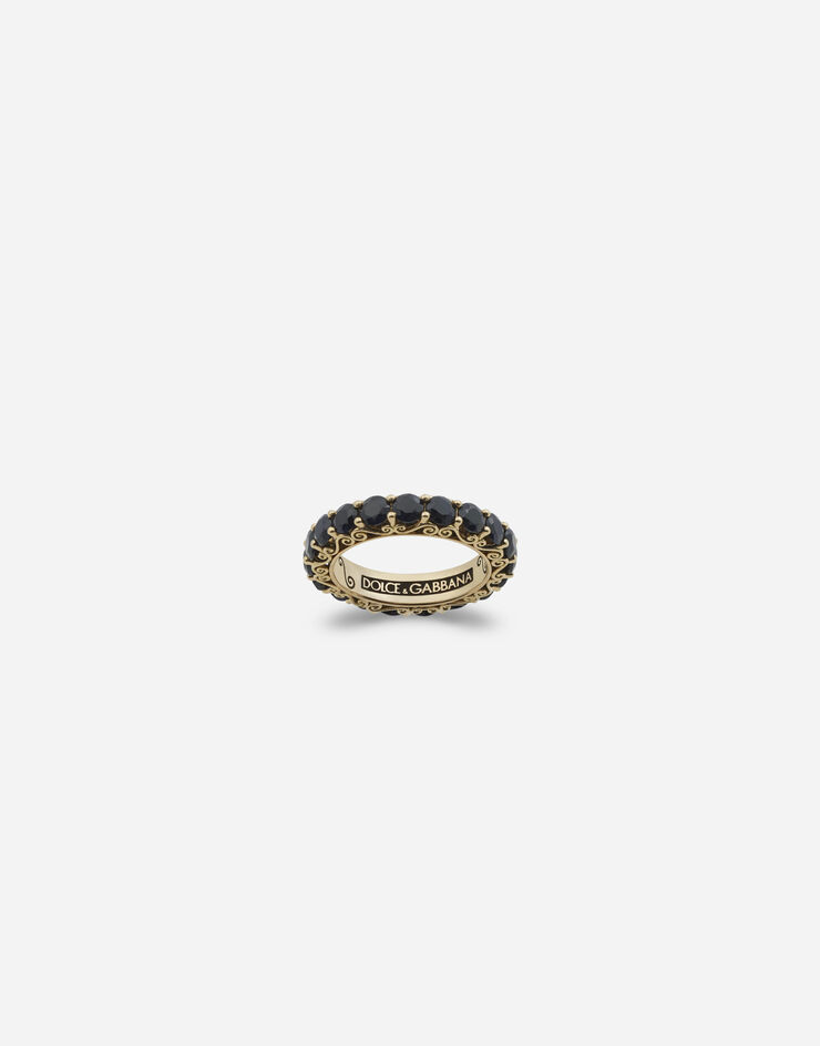 Dolce & Gabbana Bague Family en or jaune avec saphirs noirs Doré WRKS2GWSABK