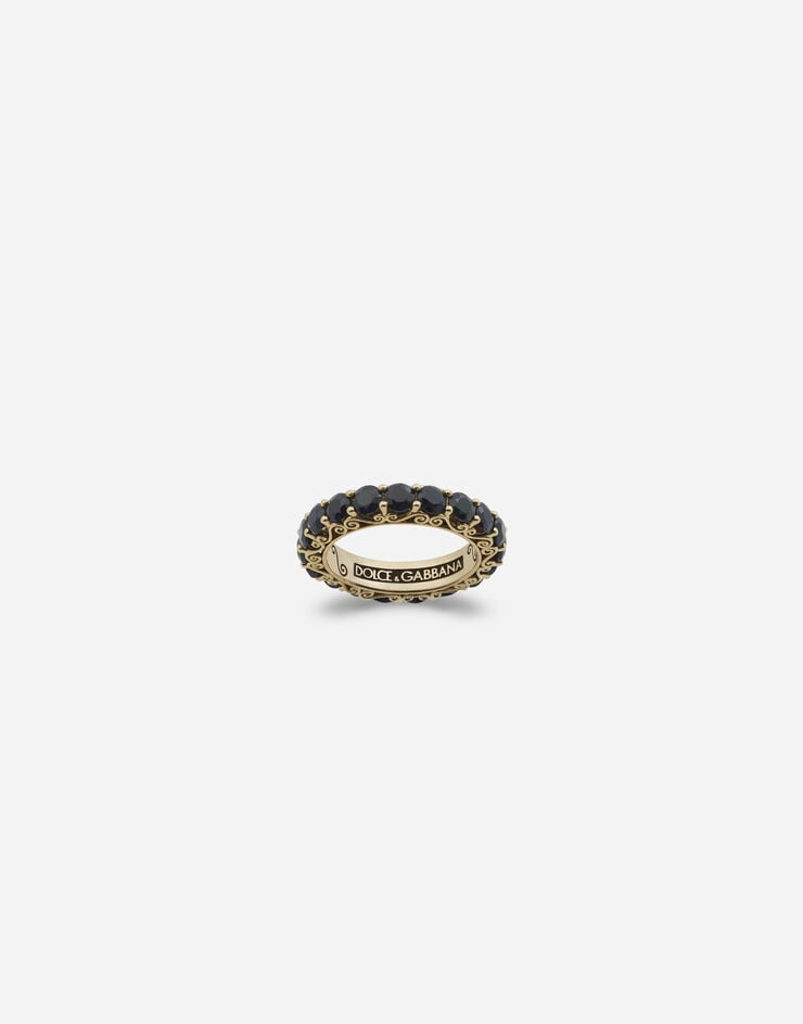 Dolce & Gabbana Yellow gold Family ring with black sapphires Gold WRKS2GWSABK