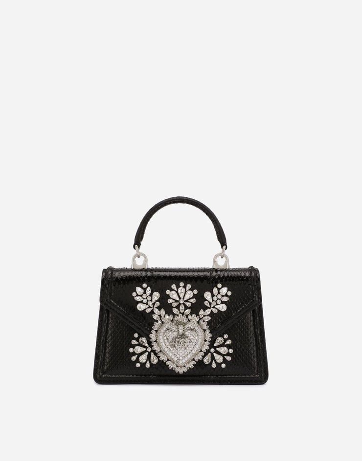 Dolce & Gabbana Kleine Tasche Devotion aus Ayers mit Stickerei Schwarz BB6711A8N23