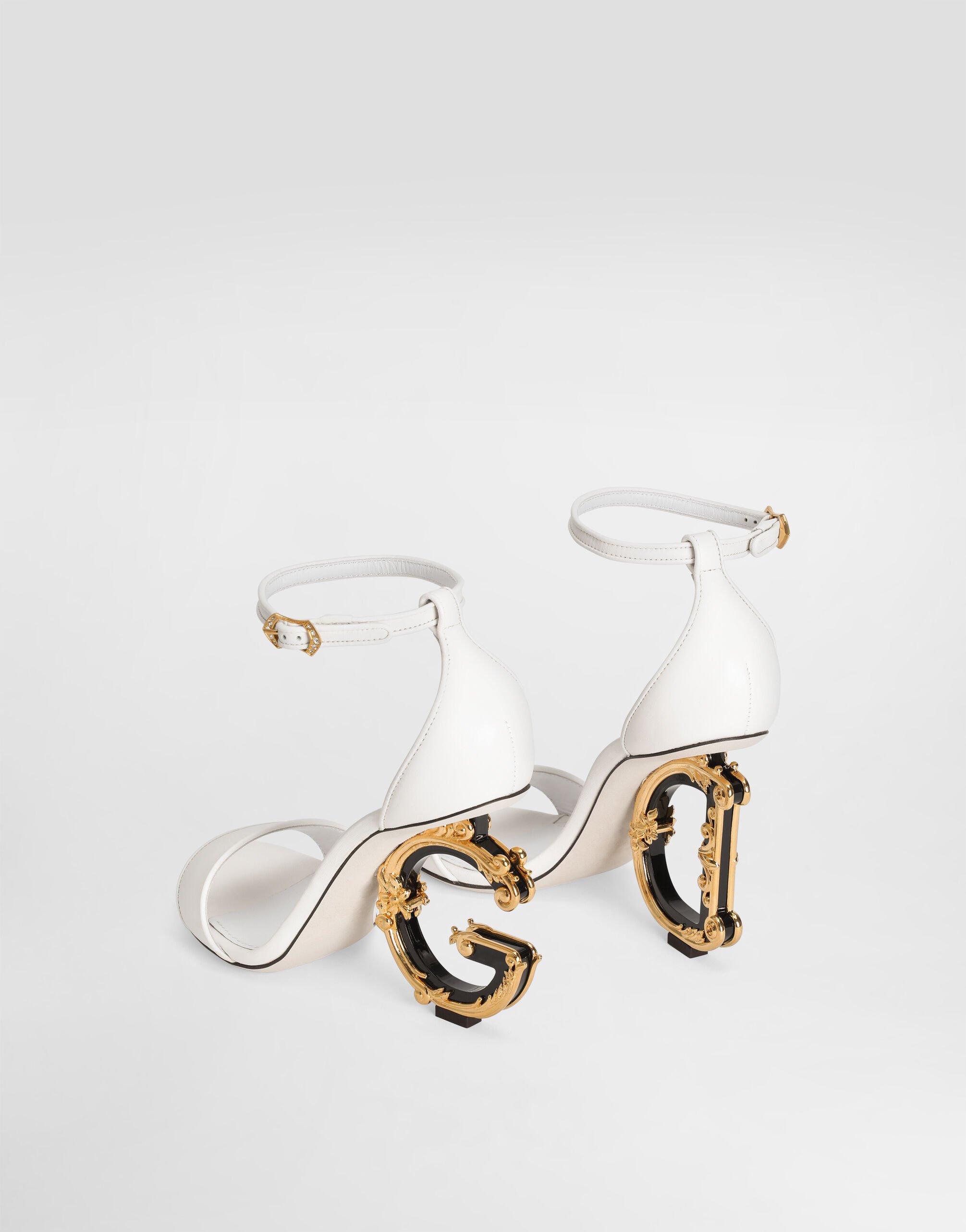 Nappa leather sandals with baroque DG detail in White for Women