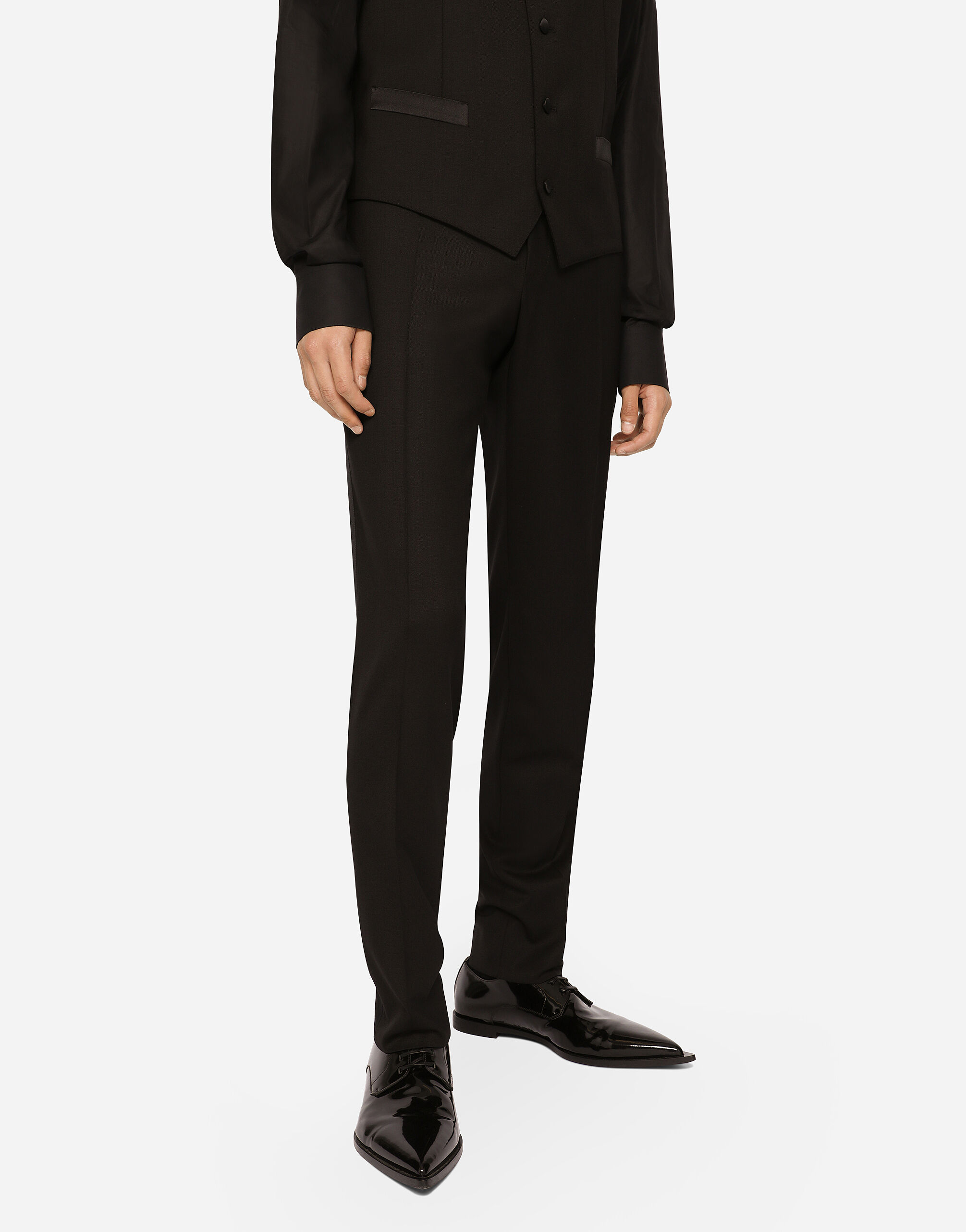 Three piece Sicilia fit suit in stretch wool in Black for