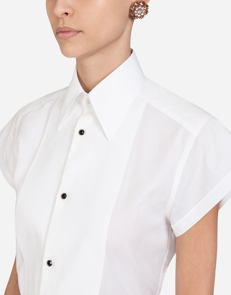 Dolce & Gabbana SHORT-SLEEVED POPLIN TUXEDO SHIRT BIANCO F5M19TFU5K9