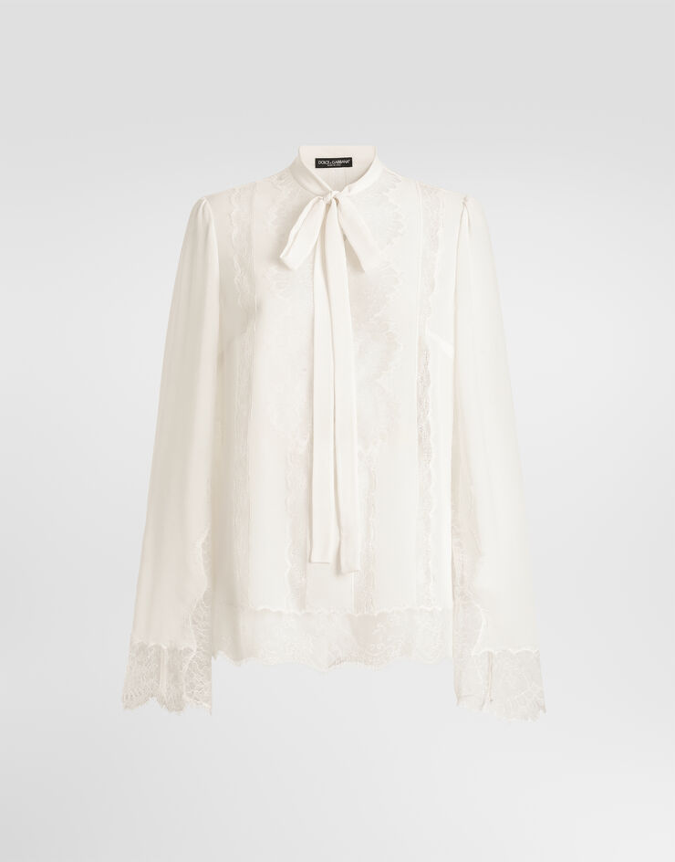 Dolce & Gabbana Silk georgette shirt Dolce & Gabbana Silk georgette shirt White F5V02TFU1AR