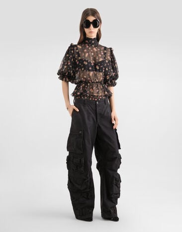 Dolce & Gabbana توب شيفون بطبعة زهور صغيرة Multicolor F7BG5TIS10V