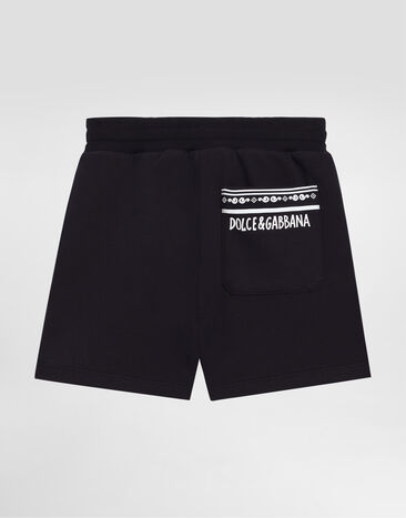 Dolce & Gabbana Piqué shorts with DG logo Blue L4JQU6G7OLL