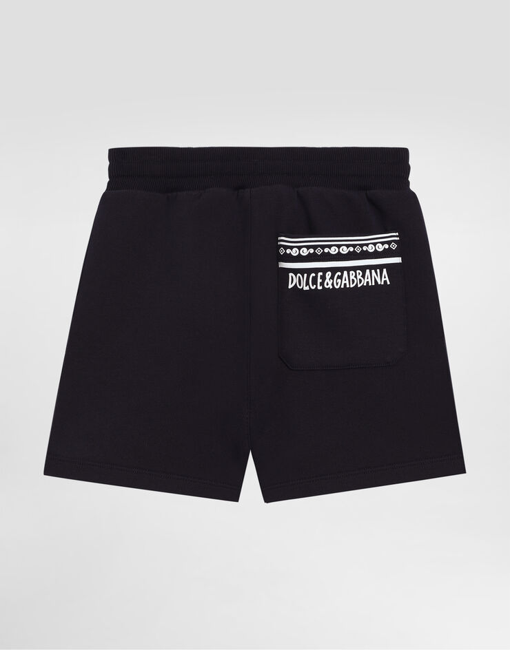 Dolce & Gabbana Piqué shorts with DG logo Blue L4JQU6G7OLL