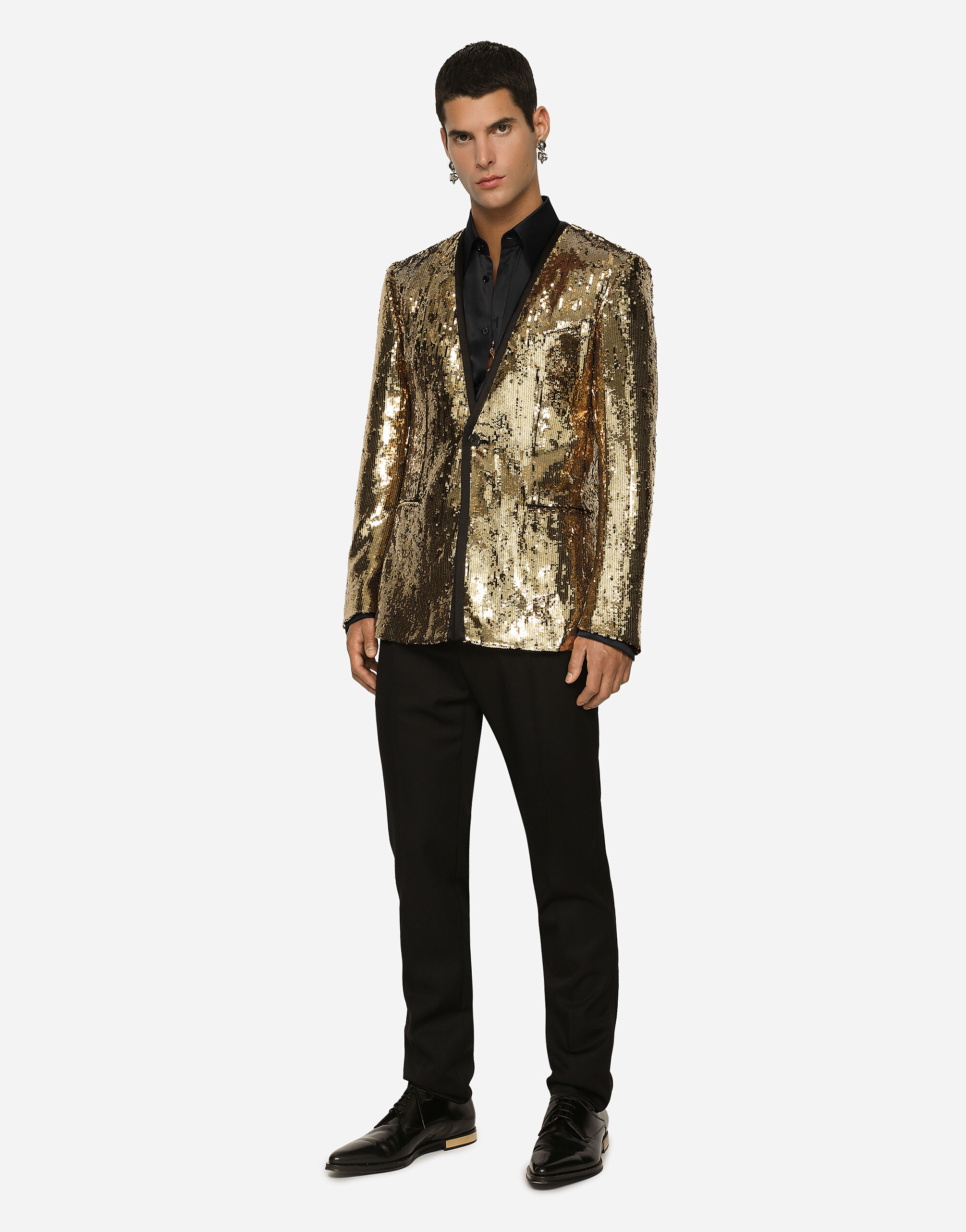 Sequined Sicilia fit jacket in Gold for Men Dolce Gabbana
