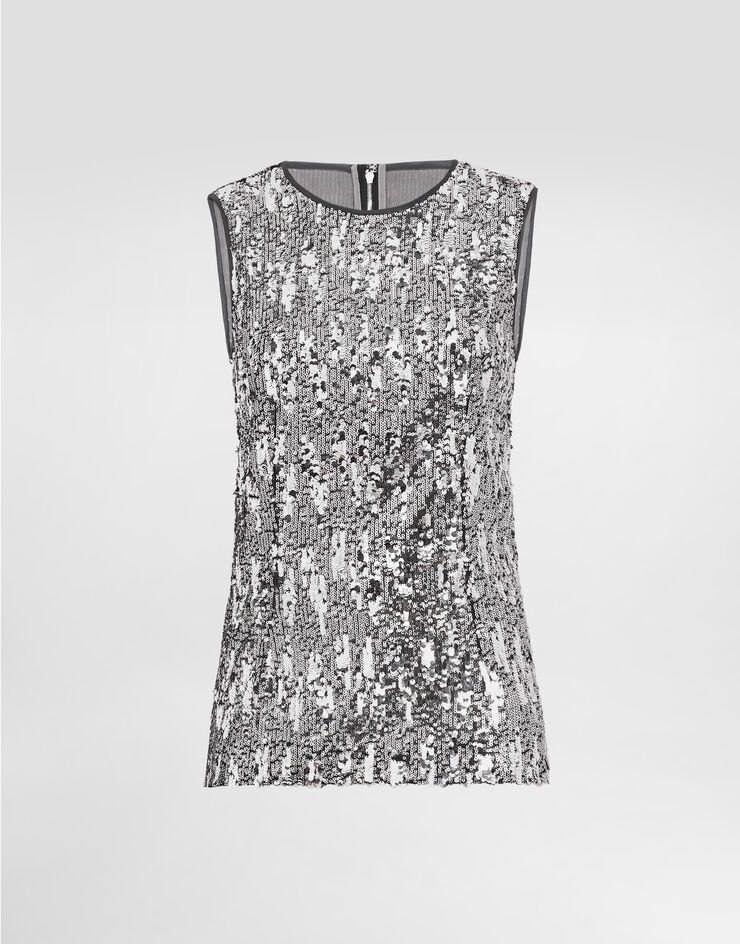 Dolce & Gabbana Top sin mangas de lentejuelas Plateado F7AL1TFLSJ7