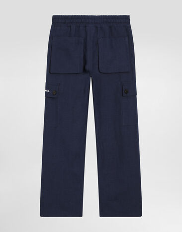 Dolce & Gabbana Pantalon en toile à logo Dolce&Gabbana Bleu L44P76FU4GI