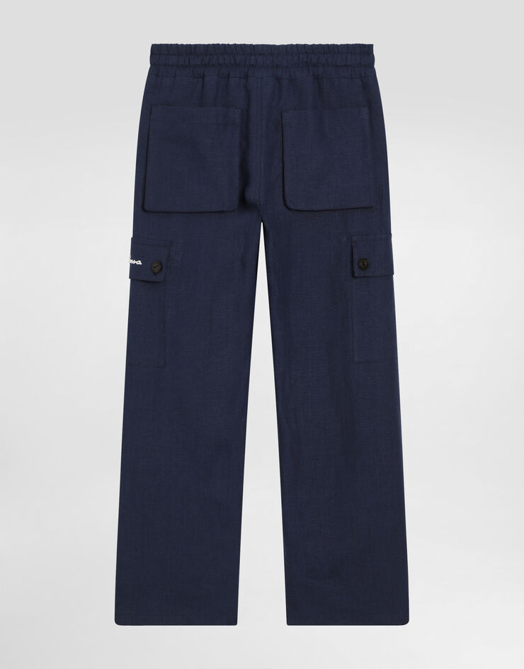 Dolce & Gabbana Pantalón de tela con logotipo Dolce&Gabbana Azul L44P76FU4GI