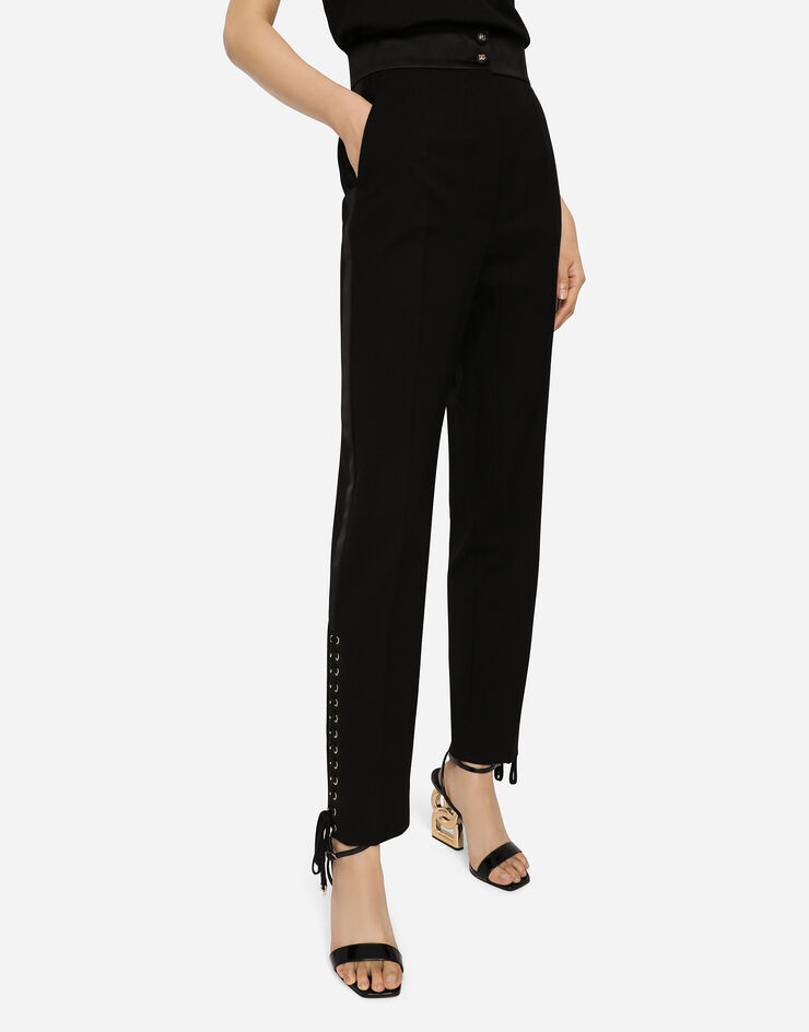 Dolce & Gabbana Twill pants with lacing Black FTCEATFUBE7