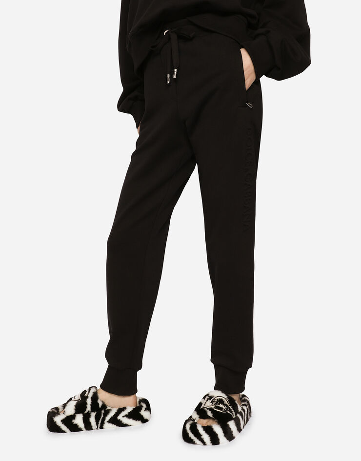 Dolce & Gabbana Jersey jogging pants with embossed logo Black FTBW3ZG7EJ3