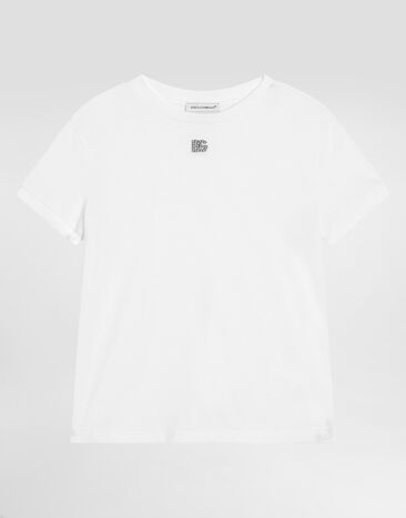 Dolce & Gabbana Jersey T-shirt with DG logo White L5JTNKG7O9K