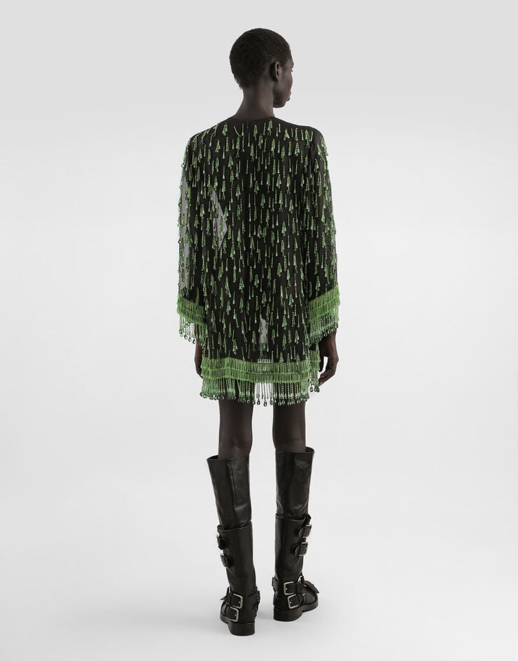 Dolce & Gabbana Short flared organza dress with embroidery Multicolor F60EHZGDDG2