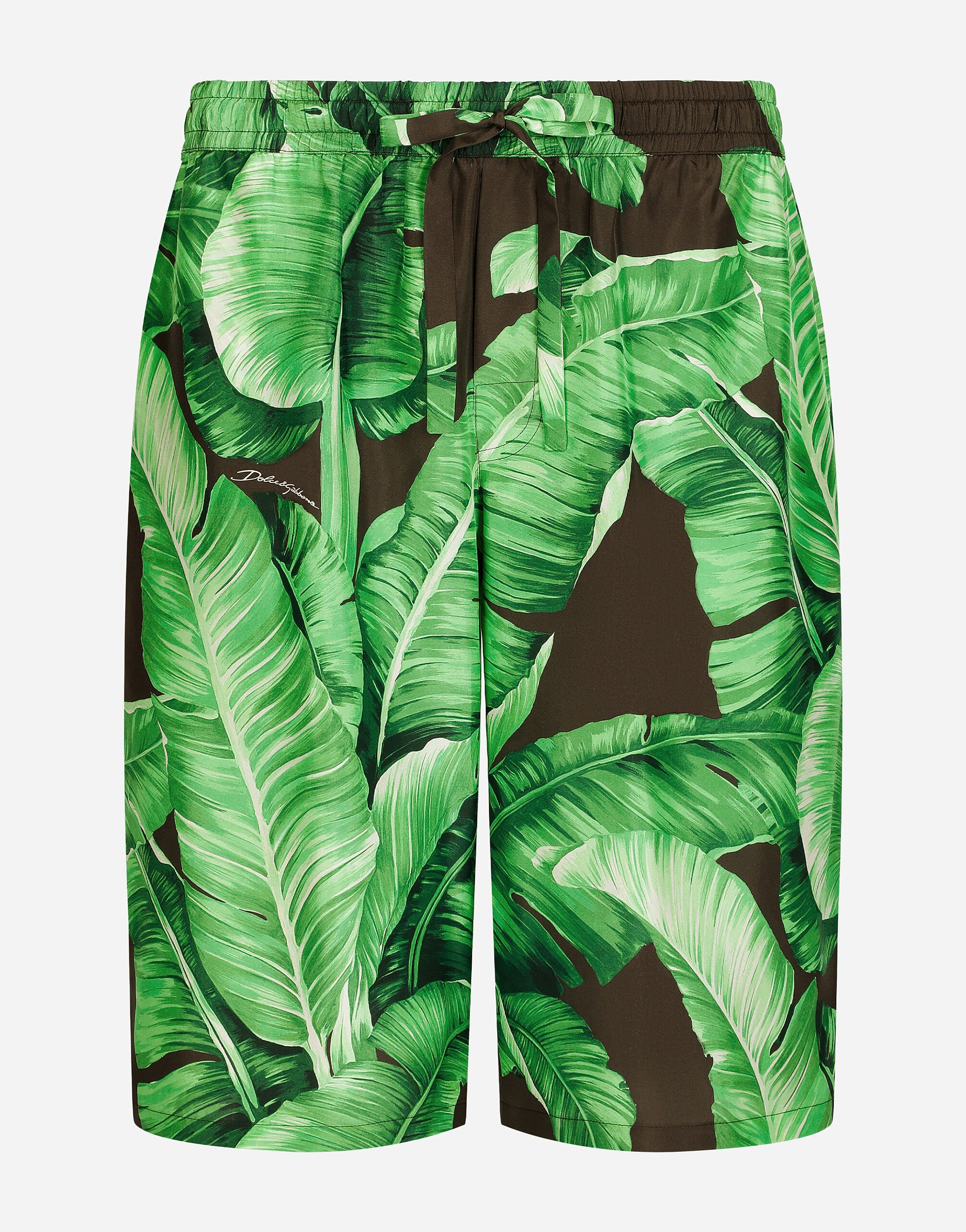 Dolce & Gabbana Banana-tree-print silk shorts Print G8RG4THS7M4